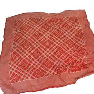 Diane Von Furstenberg Barr & Beards Red & White Plaid Silk Scarf 22"x22" Japan